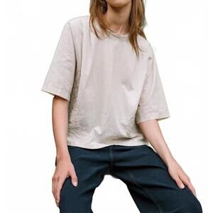 NEW INDI & COLD embroidered cotton t-shirt in natural